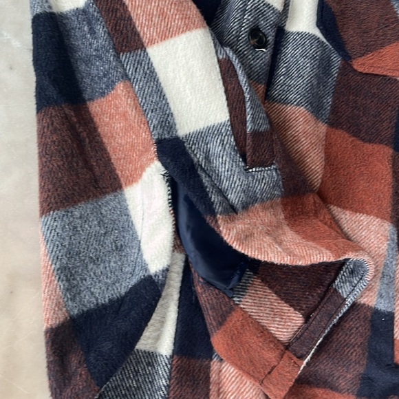 Members Mark Plaid SHACKET With Pockets Sz Small Brown Navy Multicolor - Picture 11 of 13